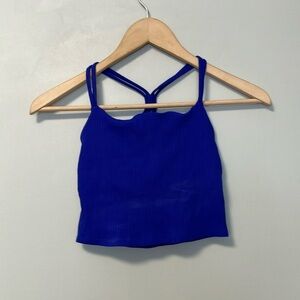 Carbon38 Blue Royal Ribbed Crop Top Bra
